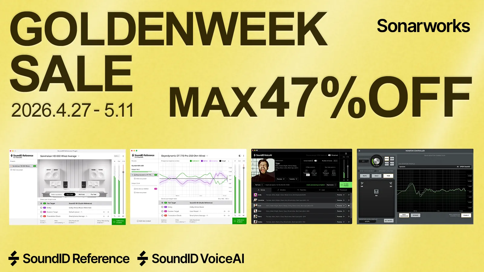 最大47%オフ！Sonarworks Golden Week Sale 2026