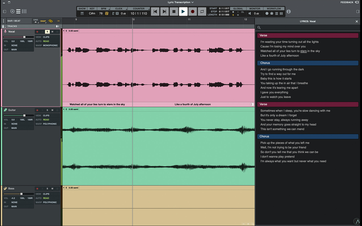 LUNA Studio Lyric Transcription